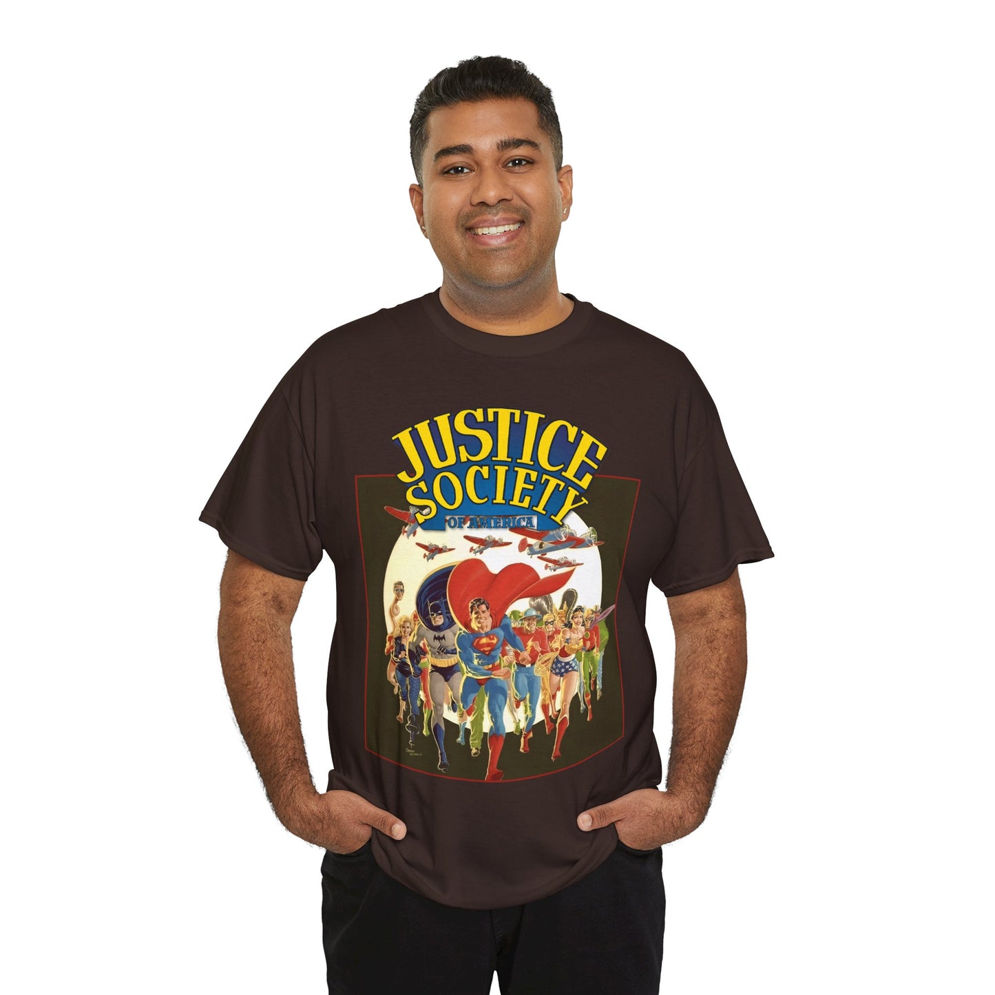 Justice Society of America T-Shirt - Superman, Wonder Woman, Black Canary, Green Lantern, Batman, Plastic Man, Flash - DC Comics