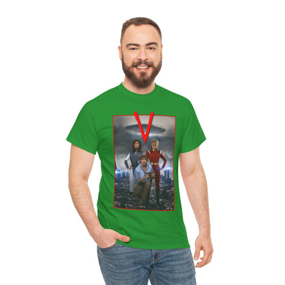 V T-Shirt - Visitors 1983 NBC Sci-Fi Aliens Series - Mike Donovan, Diana, Lydia