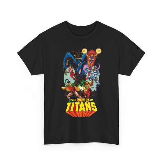 New Teen Titans T-Shirt - George Perez Art - Raven, Cyborg, Robin, Starfire, Wonder Girl, Changeling - DC Comics