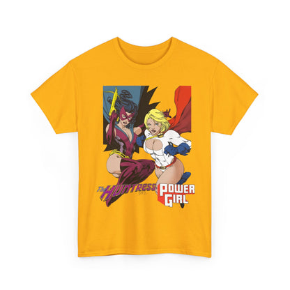 Huntress & Power Girl T-Shirt - Ed Benes Art - Justice Society, JSA, Earth 2 - DC Comics Bronze Age, Pre-Crisis Heroes