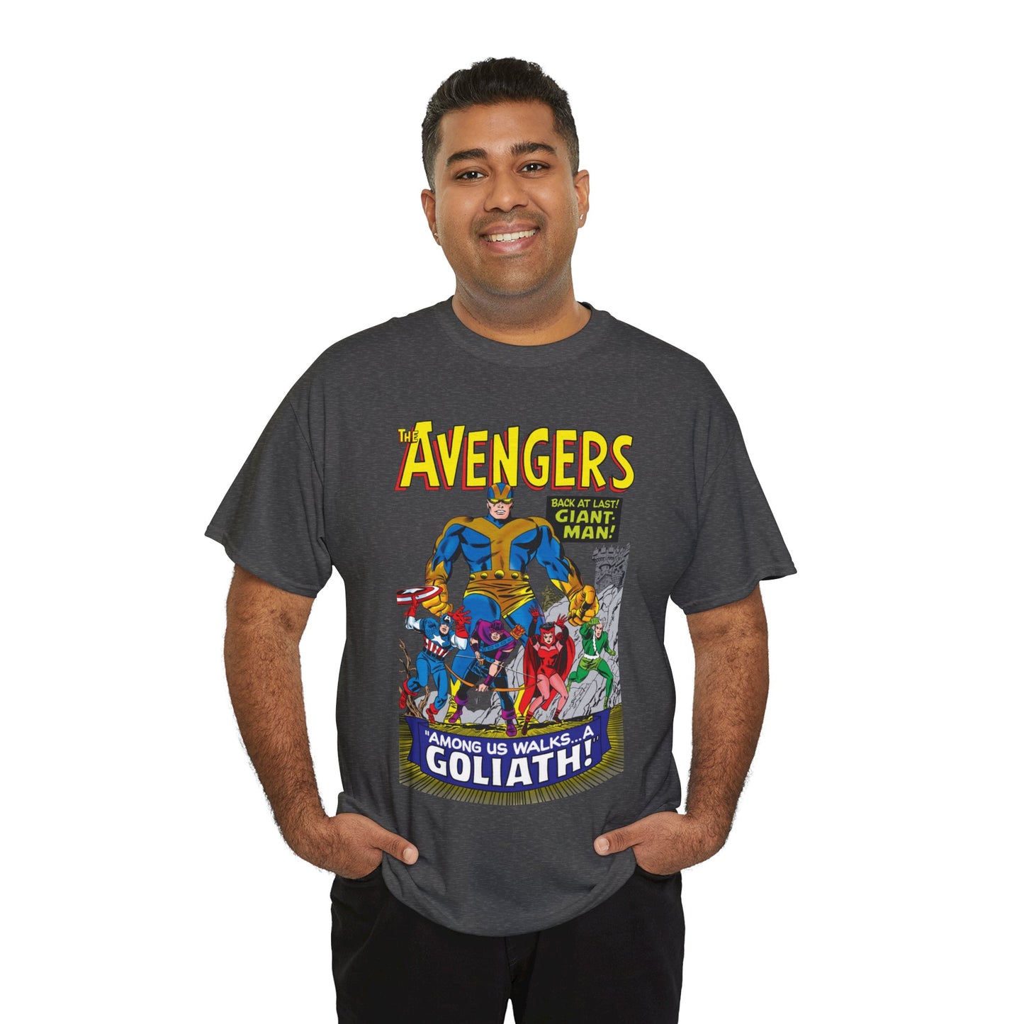 Avengers T-Shirt - Silver Age Art - Early Giant-Man Appearance - Captain America, Hawkeye, Scarlet Witch, Quicksilver - Marvel Comics
