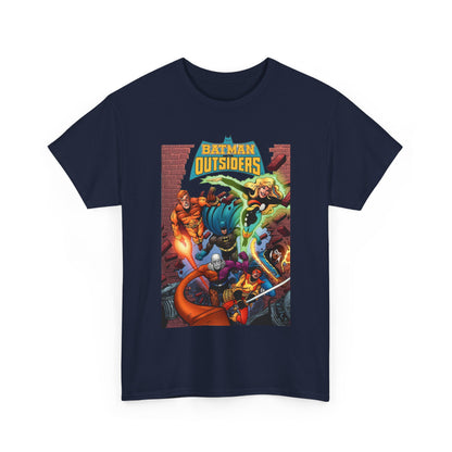 Batman & the Outsiders T-Shirt - Jim Aparo Art - Metamorpho, Katana, Halo, Black Lightning, Geo-Force - DC Comics