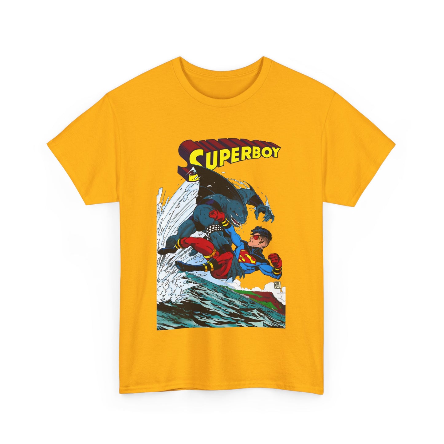 King Shark Vs Superboy T-Shirt - Tom Grummett Art - Connor Kent, Kon-L - Superman Family - DC Comics