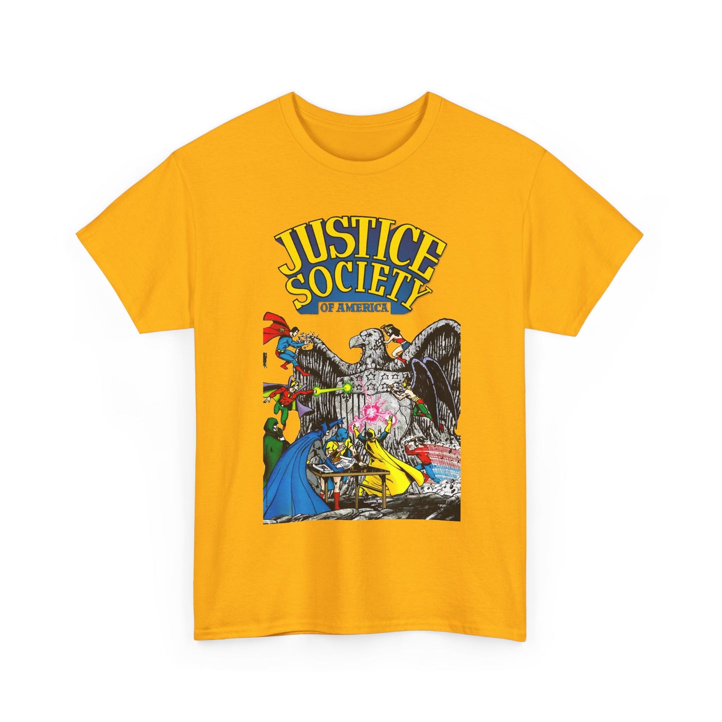 Justice Society T-Shirt - George Perez Art - Dr Fate, Atom, Spectre, Wonder Woman, Flash, Batman, Superman, Hawkman - JSA - DC Comics