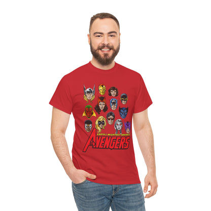 Avengers T-Shirt - John Byrne Art - Captain America, Scarlet Witch, Iron Man, Thor, Vision, Hawkeye, Wonder Man - Marvel Comics