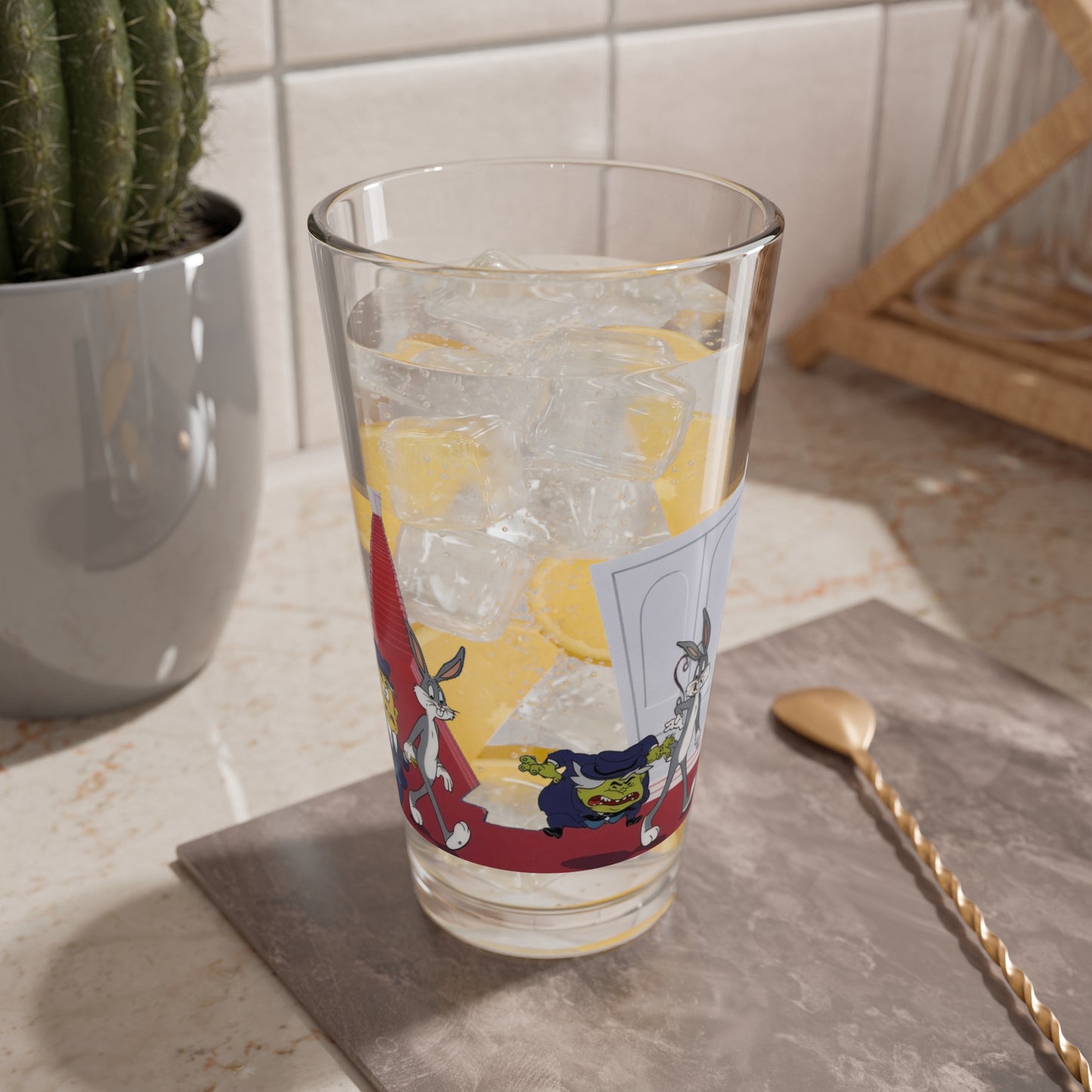 Bugs Bunny Jekyll Hyde Pint Glass 16oz Looney Tunes Dr Jekyll Mr. Hyde Transformation Cartoon Glassware Vintage Retro Nostalgia Fan Gift