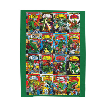 Godzilla King of the Monsters Velveteen Plush Blanket 60x80" - Original Marvel Comics Covers from the 1970s - Soft & Comfy