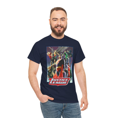 Justice League T-Shirt - Alex Ross Art - Superman, Wonder Woman, Black Canary, Hawkman, Flash, Aquaman, Atom - DC Comics