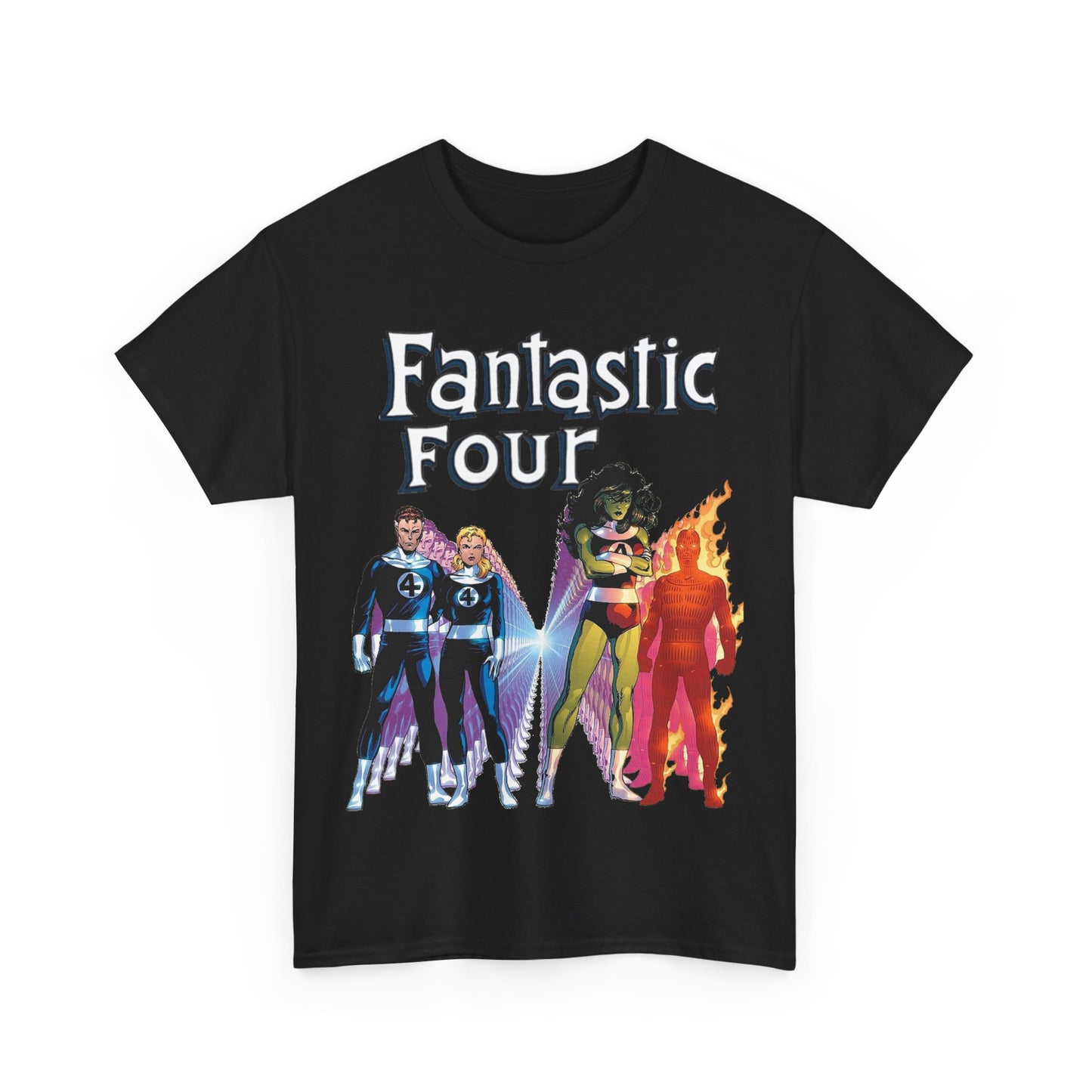 Fantastic Four T-Shirt - John Byrne Art - She-Hulk, Reed Richards, Human Torch, Invisible Woman - Marvel Comics