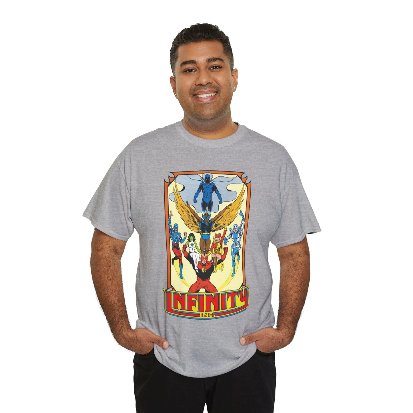 Infinity Inc Shirt - Todd McFarlane Art - Jade, Obsidian, Fury, Northwind, Nuklon, Silver Scarab, Star-Spangled Kid - JSA Successors - DC Comics