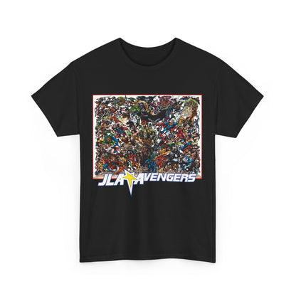 JLA Vs Avengers T-Shirt - Stunning, Classic George Perez Art - DC & Marvel 200s Crossover - Superman, Thor, Wonder Woman, Captain America, Flash, Black Panther, Iron Man, Batman