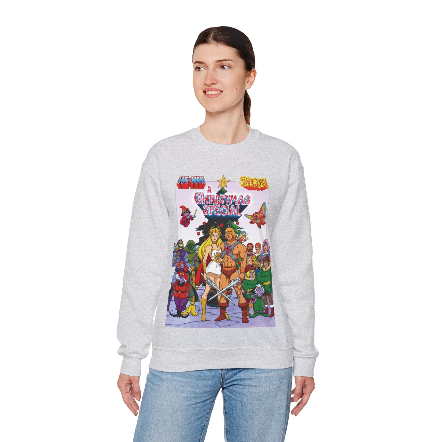 He-Man & She-Ra Christmas Crewneck Sweatshirt - Masters of the Universe, Princess of Power - Filmation Holiday Special