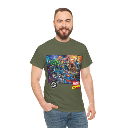 DC Vs Marvel T-Shirt - Jim Lee Art - Batman, Superman, Spider-Man, Wolverine, Wonder Woman, Daredevil, Hulk, Captain America, Deathstroke, Storm, Colossus - DC Comics, Marvel Comics Crossover