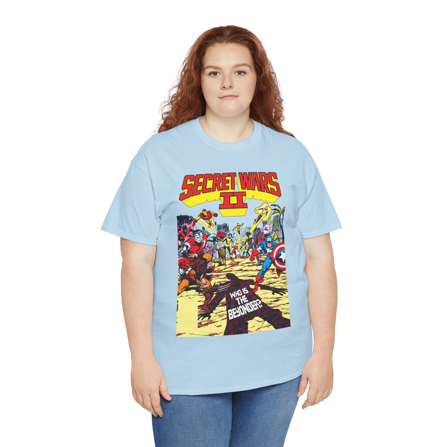 Secret Wars II T-Shirt - John Byrne Art - X-Men, New Mutants, Captain America - The Beyonder - Marvel Comics Series, 1980s