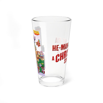 He-Man & She-Ra Christmas Special Pint Glass, 16oz - Masters of the Universe, Princess of Power Filmation Festive Holiday Barware