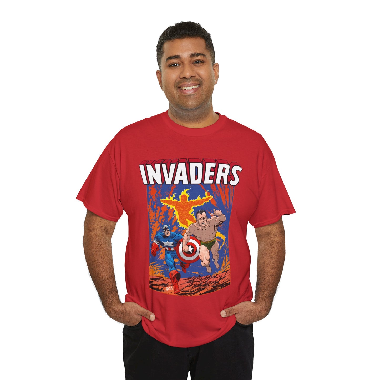 Invaders T-Shirt - John Byrne Art - Captain America, Namor, Human Torch - Marvel Comics Golden Age Characters