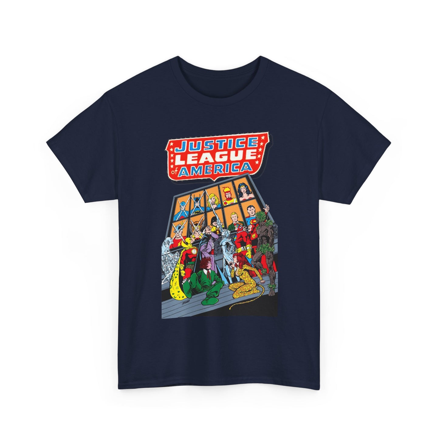 Justice League of America T-Shirt - George Perez Art - Wonder Woman, Hourman, Batman, Firestorm - SSOSV - DC Comics