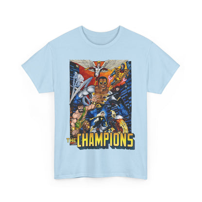 Champions T-Shirt - John Byrne Art - Hercules, Black Widow, Ghost Rider, Black Goliath, Silver Surfer, Jack of Hearts - Marvel Comics 1970s Series
