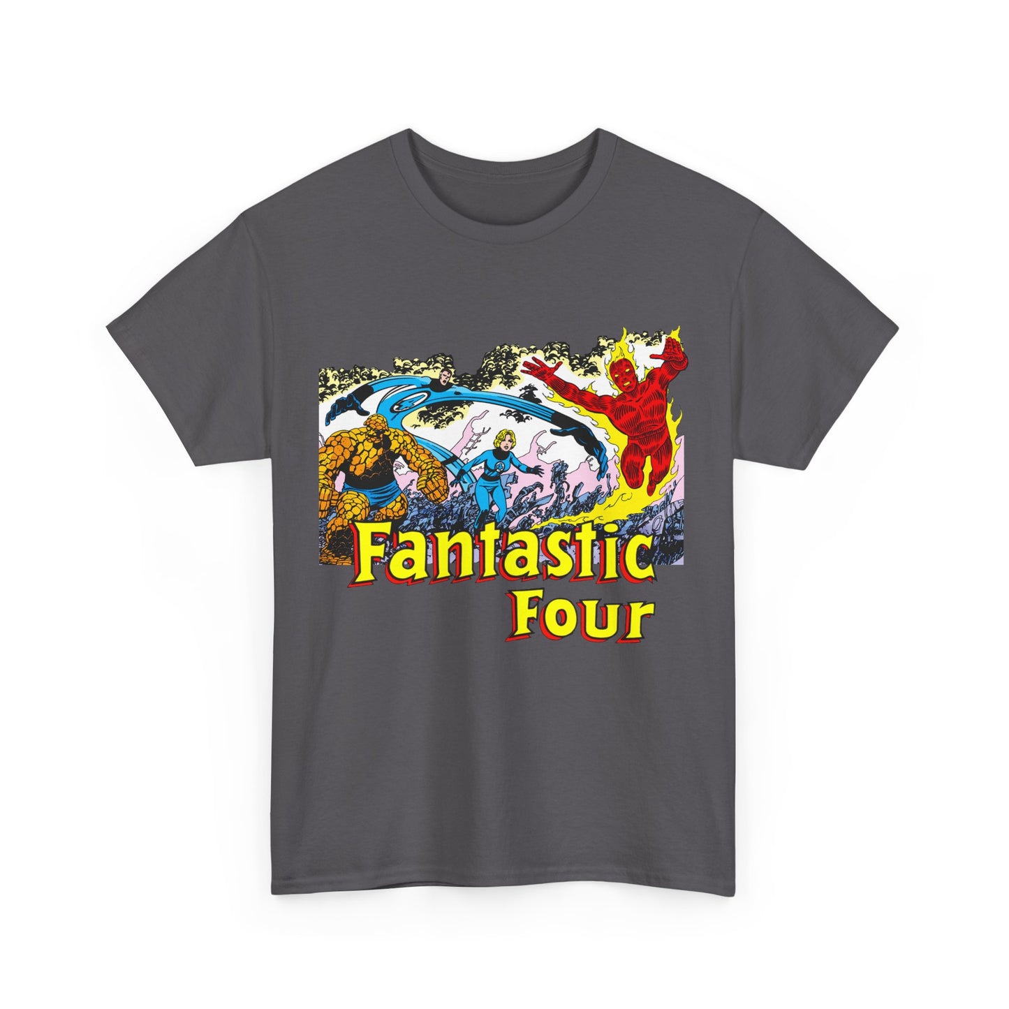Fantastic Four T-Shirt - John Byrne Art - Reed Richards, Invisible Woman, Human Torch, The Thing - Marvel Comics