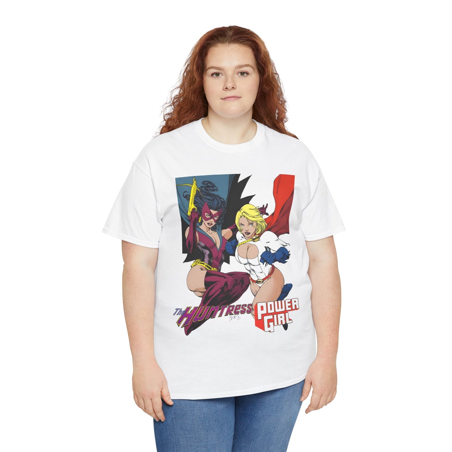 Huntress & Power Girl T-Shirt - Ed Benes Art - Justice Society, JSA, Earth 2 - DC Comics Bronze Age, Pre-Crisis Heroes