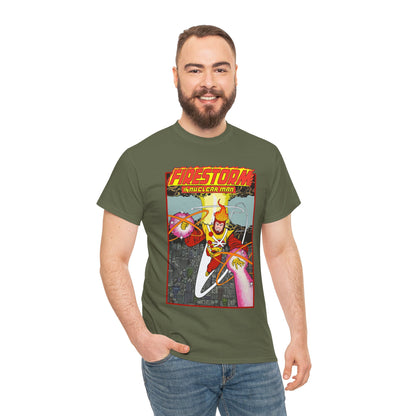 Firestorm the Nuclear Man T-Shirt - George Perez JLA Postcard Art 1980s - DC Comics - Justice League of America Member