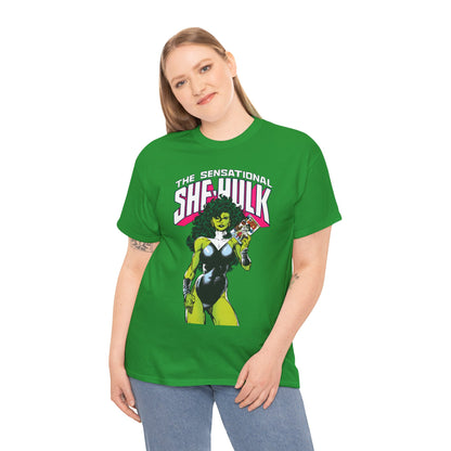 Sensational She-Hulk T-Shirt - Classic John Byrne Art - Jennifer Walters, Hulk's Cousin - Marvel Comics - Popular 1980s Series - "Rip Up Your X-Men!"