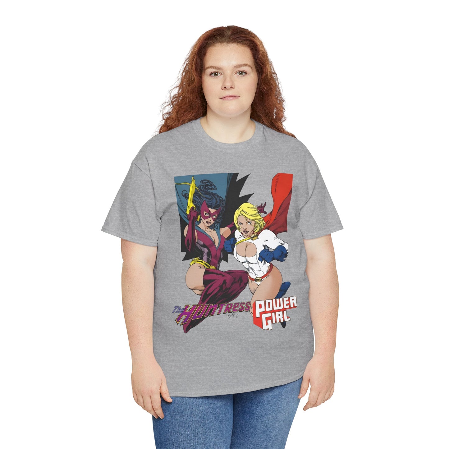 Huntress & Power Girl T-Shirt - Ed Benes Art - Justice Society, JSA, Earth 2 - DC Comics Bronze Age, Pre-Crisis Heroes