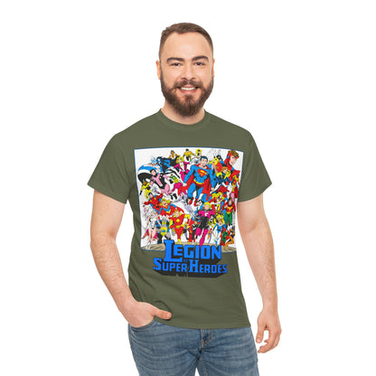 Legion of Super-Heroes T-Shirt - Greg Laroque Art - Who's Who in DC Comics - Superboy, Cosmic Boy, Dream Girl, Dawnstar, Supergirl, Sun Boy, Wildfire, Element Lad, Invisible Kid, Saturn Girl, Lightning Lad - DC Comics