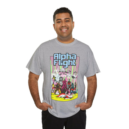 Alpha Flight T-Shirt - Mike Mignola Art - Northstar, Aurora, Snowbird, Shaman, Puck - X-Men: Magneto, Colossus, Shadowcat, Storm - Marvel Comics