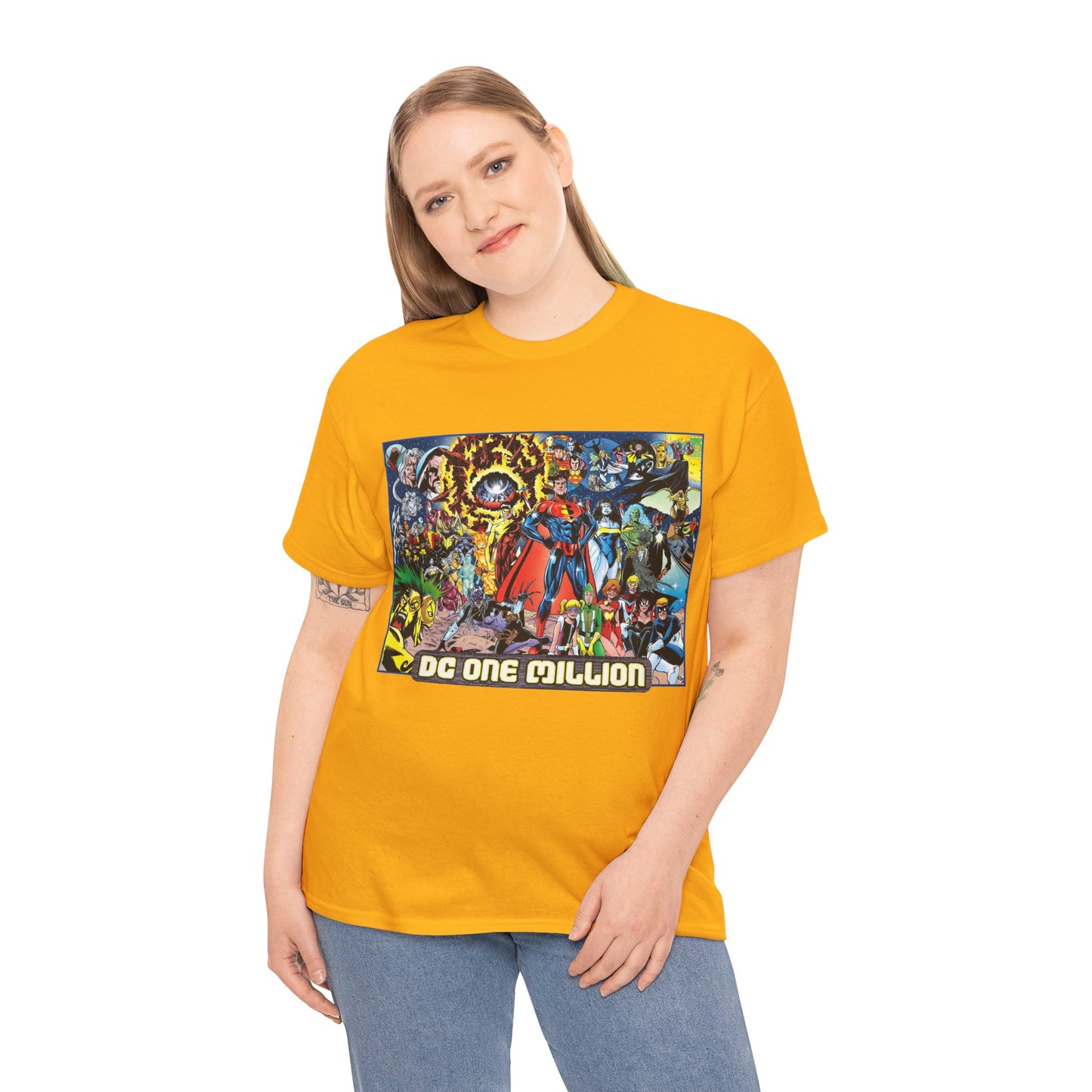 DC One Million T-Shirt - Phil Jimenez Art - Future Versions of Superman, Batman, Wonder Woman, Green Lantern, Flash - DC Comics