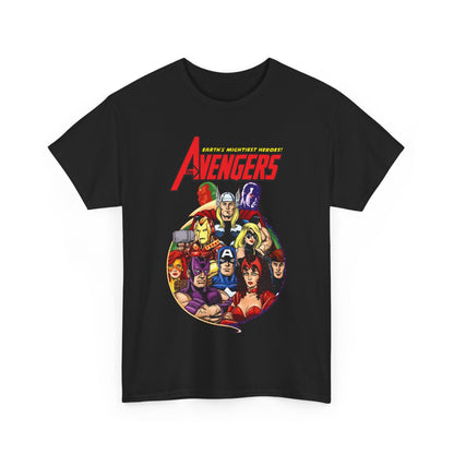 Avengers T-Shirt - George Perez Art - Captain America, Vision, Wonder Man, Iron Man, Thor, Hawkeye, Scarlet Witch - Popular Marvel Comics Characters