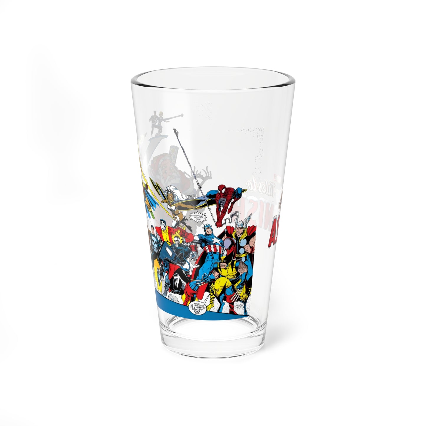 Marvel Comics Christmas Pint Glass, 16oz - Spider-Man, Punisher, X-Men, Fantastic Four, Santa Claus