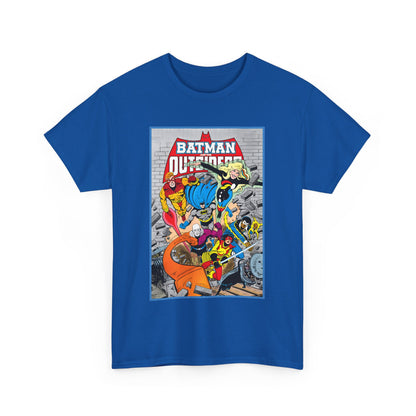 Batman & the Outsiders T-Shirt - Jim Aparo Art - Katana, Geo-Force, Black Lightning, Metamorpho, Halo - DC Comics - 1980s JLA Spin-Off Series
