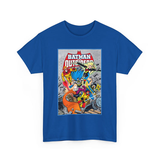Batman & the Outsiders T-Shirt - Jim Aparo Art - Katana, Geo-Force, Black Lightning, Metamorpho, Halo - DC Comics - 1980s JLA Spin-Off Series