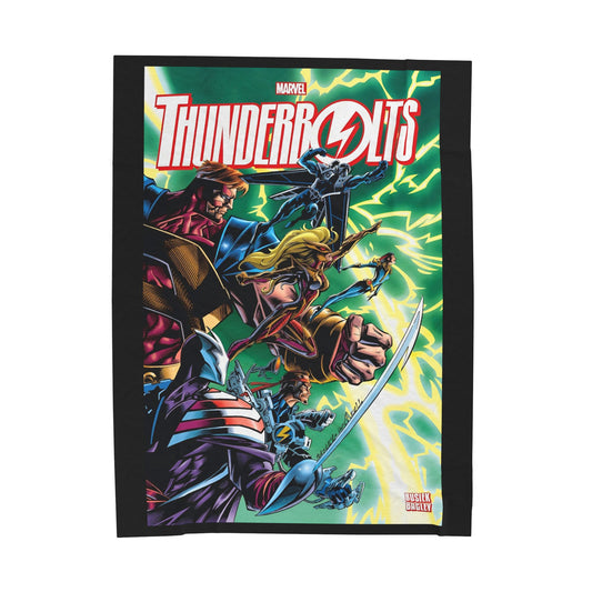 Thunderbolts Velveteen Plush Blanket 60x80" - Citizen V, MACH-1, Techno, Atlas, Songbird - Mark Bagley Art - Avengers Link - Marvel Comics
