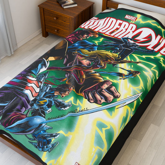 Thunderbolts Velveteen Plush Blanket 60x80" - Citizen V, MACH-1, Techno, Atlas, Songbird - Mark Bagley Art - Avengers Link - Marvel Comics