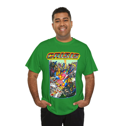 Crisis on Infinite Earths T-Shirt - George Perez Art - Superman, Firestorm, Captain Atom, Wonder Woman, Martian Manhunter Vs The Anti-Monitor - #12 Cover - DC Comics