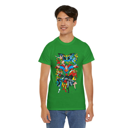 DC Legends T-Shirt - Linda Medley, Arthur Adams Art - Superman, Wonder Woman, Batman, Creeper, Black Canary, Guy Gardner, Blue Beetle, Booster Gold, Dr. Fate, Flash - DC Comics