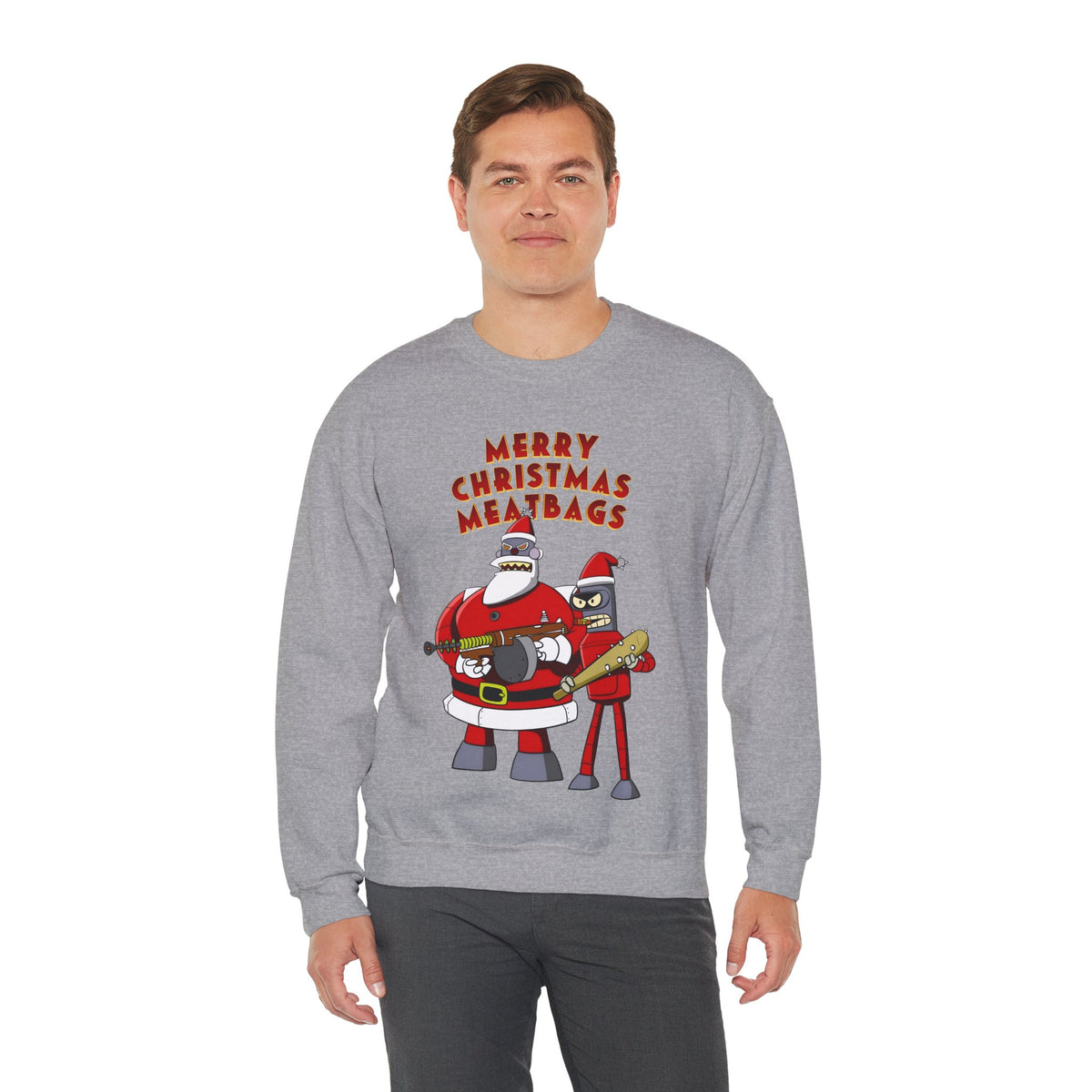 Robot Santa Claus & Bender Futurama Christmas Heavy Blend Crewneck Sweatshirt