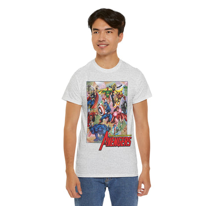 Avengers T-Shirt - George Perez Art - Captain America, Iron Man, Thor, Scarlet Witch, Black Panther, Wonder Man, Beast, Vision - Marvel Comics
