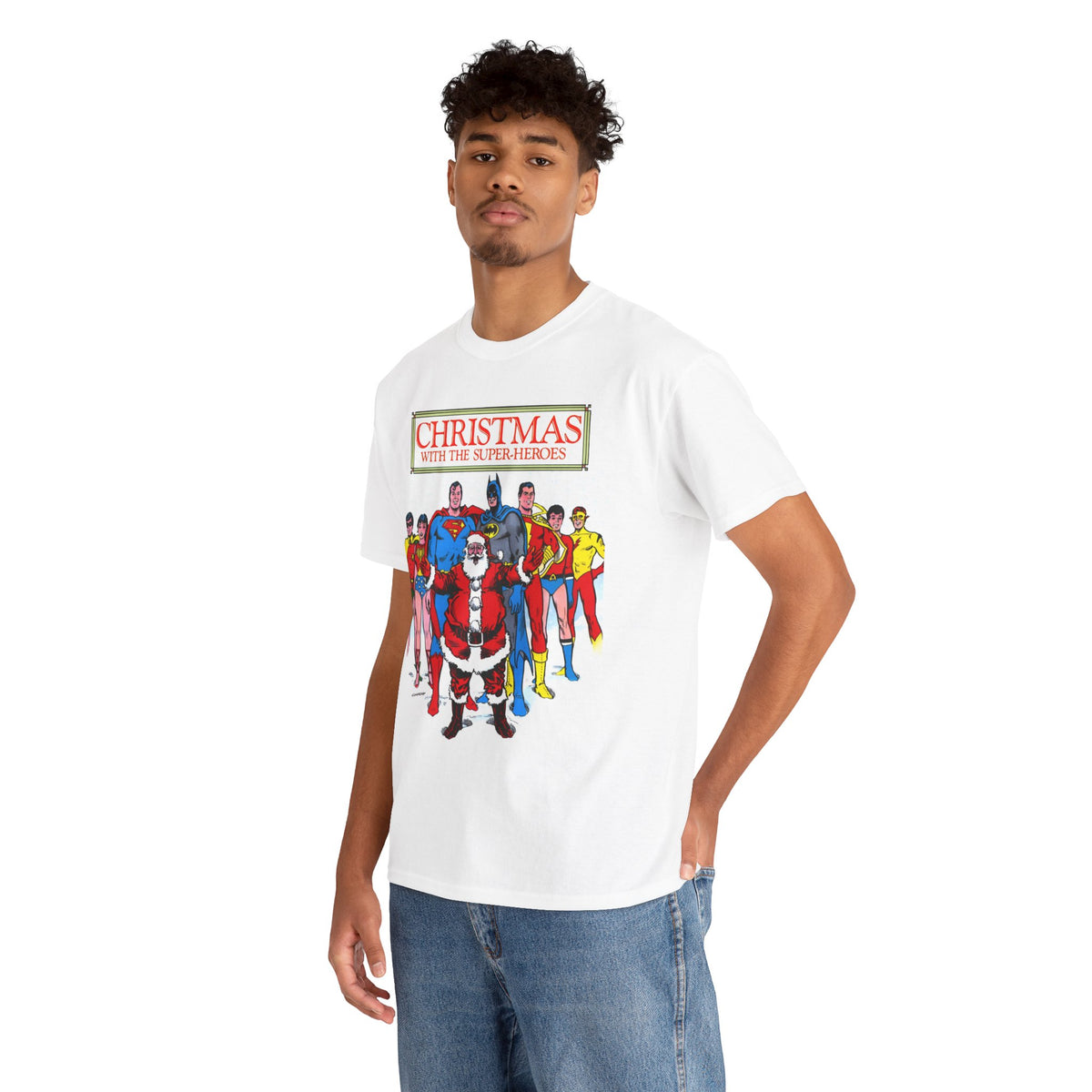 Christmas with the Superheroes T-Shirt - Nick Cardy Art - Superman Batman Captain Marvel Teen Titans Retro Festive Holiday Tee - DC Comics