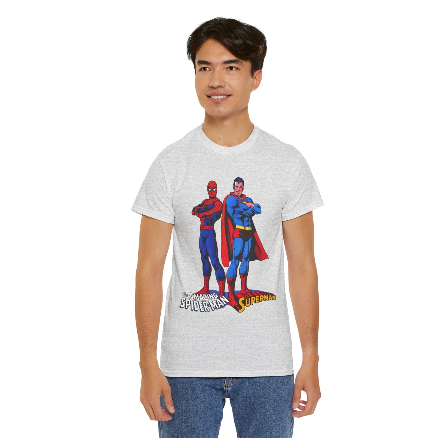 Amazing Spider-Man & Superman T-Shirt - Classic 1970s Marvel/DC Comics Crossover - Peter Parker & Clark Kent