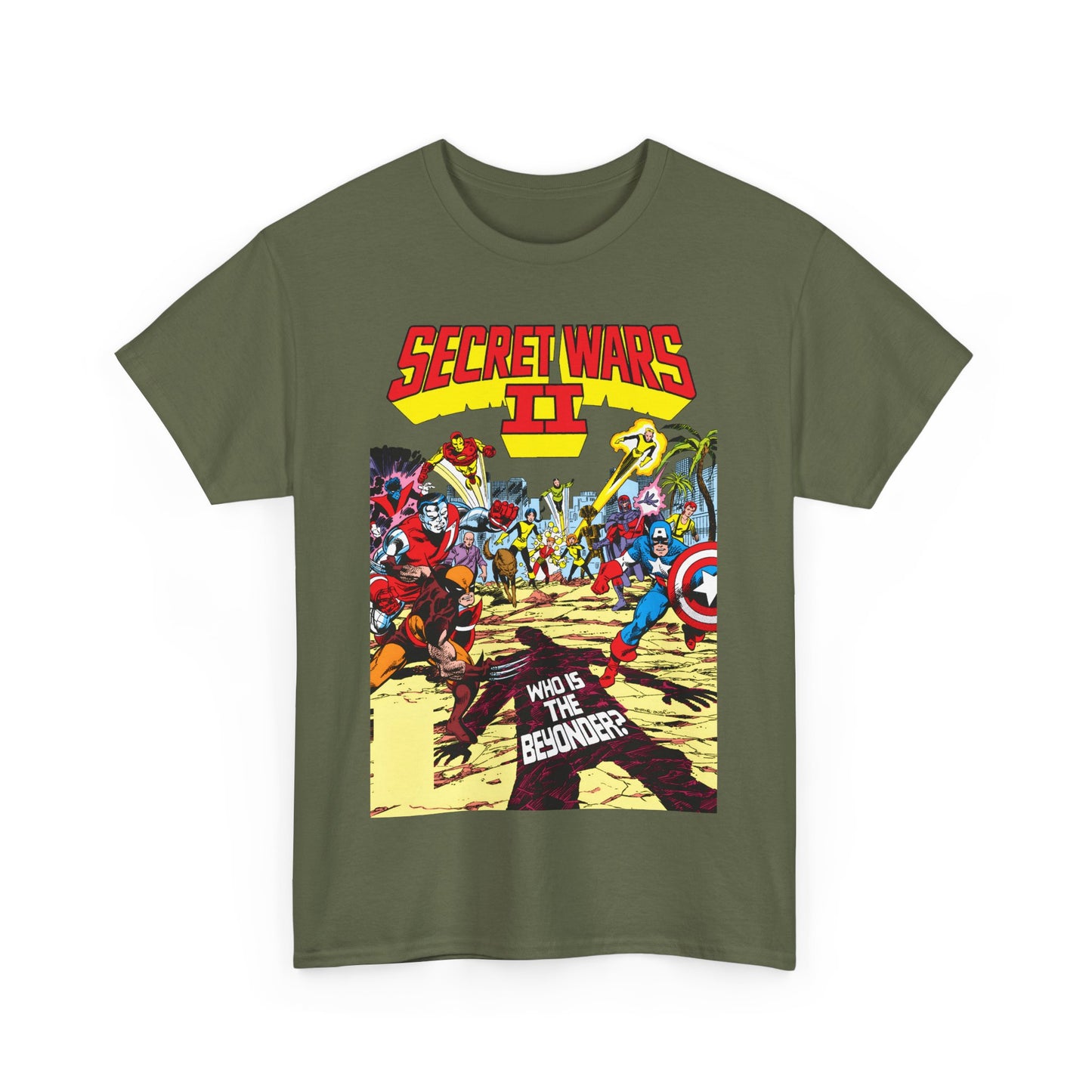 Secret Wars II T-Shirt - John Byrne Art - X-Men, New Mutants, Captain America - The Beyonder - Marvel Comics Series, 1980s
