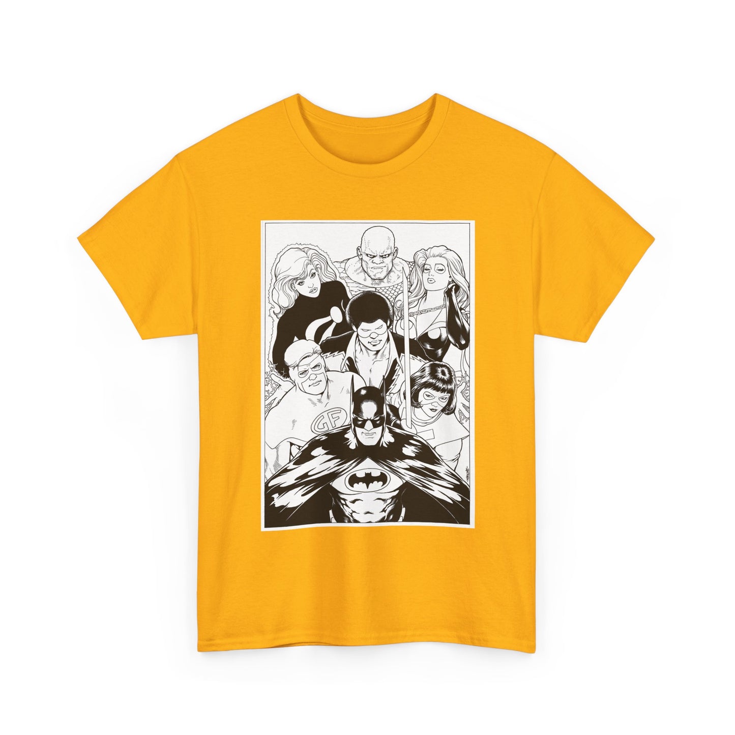 Batman & the Outsiders T-Shirt - Kevin Maguire Art - Black & White - Black Lightning, Metamorpho, Halo, Looker, Katana, Geo-Force - DC Comics