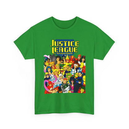 Justice League International T-Shirt - Kevin Maguire DC Comics Sourcebook Art - Booster Gold, Blue Beetle, Batman, Martian Manhunter, Captain Atom, Fire, Ice, Guy Gardner