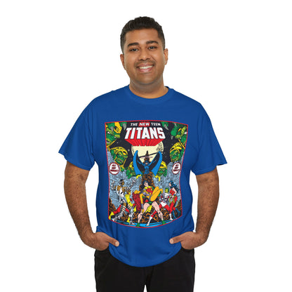 New Teen Titans T-Shirt - George Perez Art - #1 Splash Page - Robin, Starfire, Wonder Girl, Cyborg, Raven, Changeling, Kid Flash - DC Comics