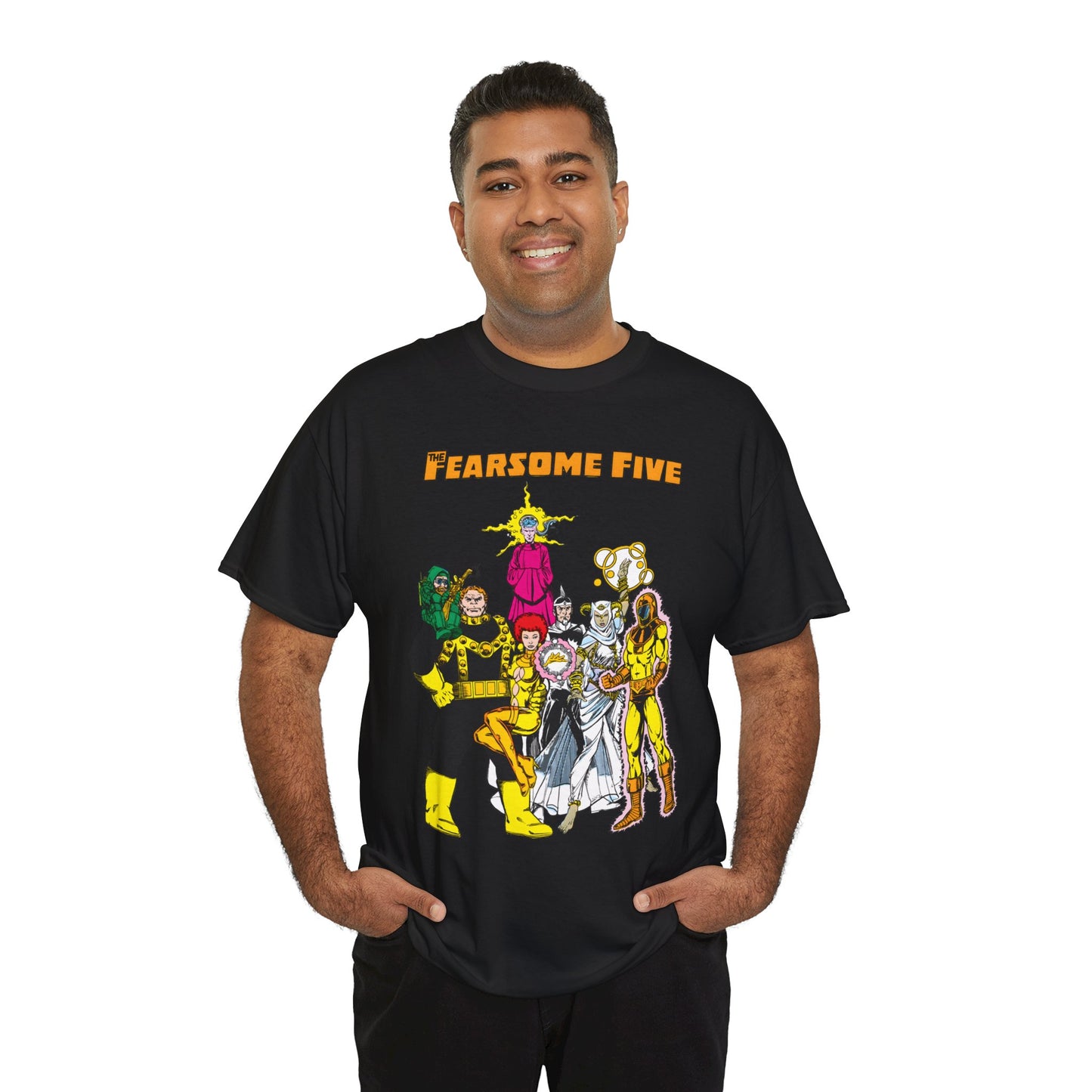 Fearsome Five T-Shirt - George Perez Art - Dr Light, Shimmer, Mammoth, Gizmo, Psimon, Jinx, Neutron - Who's Who Art - DC Comics
