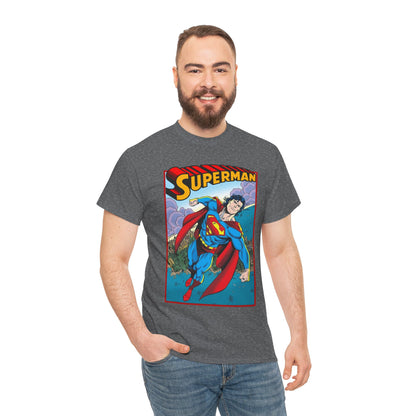 Superman T-Shirt - Tom Grummett Art - DC Comics - Metropolis, Man of Steel Flying Through the Sky - Post-Reign of the Supermen Storyline Artwork