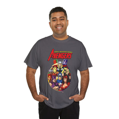 Avengers T-Shirt - George Perez Art - Captain America, Vision, Wonder Man, Iron Man, Thor, Hawkeye, Scarlet Witch - Popular Marvel Comics Characters