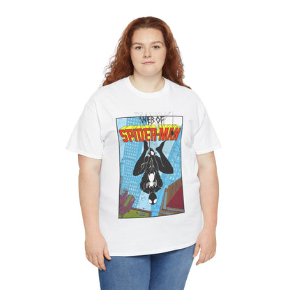 Web of Spider-Man T-Shirt - Charles Vess Art - Peter Parker, Web Slinger - Manhattan Skyline - Spidey Black Suit - Marvel Comics